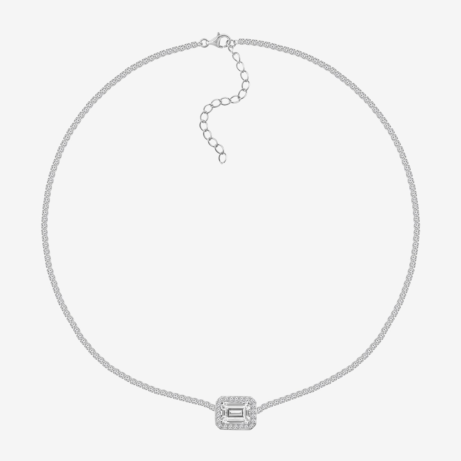 Diamonart Womens Cubic Zirconia Sterling Silver Inch Tennis Necklace