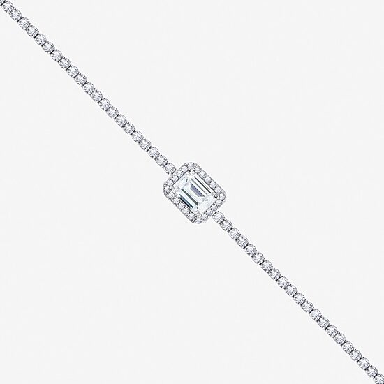 Diamonart Womens White Cubic Zirconia Sterling Silver 16 Inch Tennis Necklace
