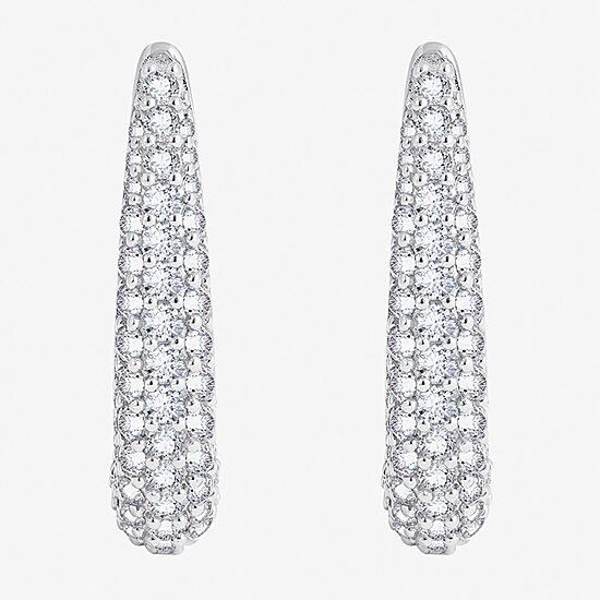 Diamonart Womens Cubic Zirconia Sterling Silver 39.7mm Oval Hoop Earrings