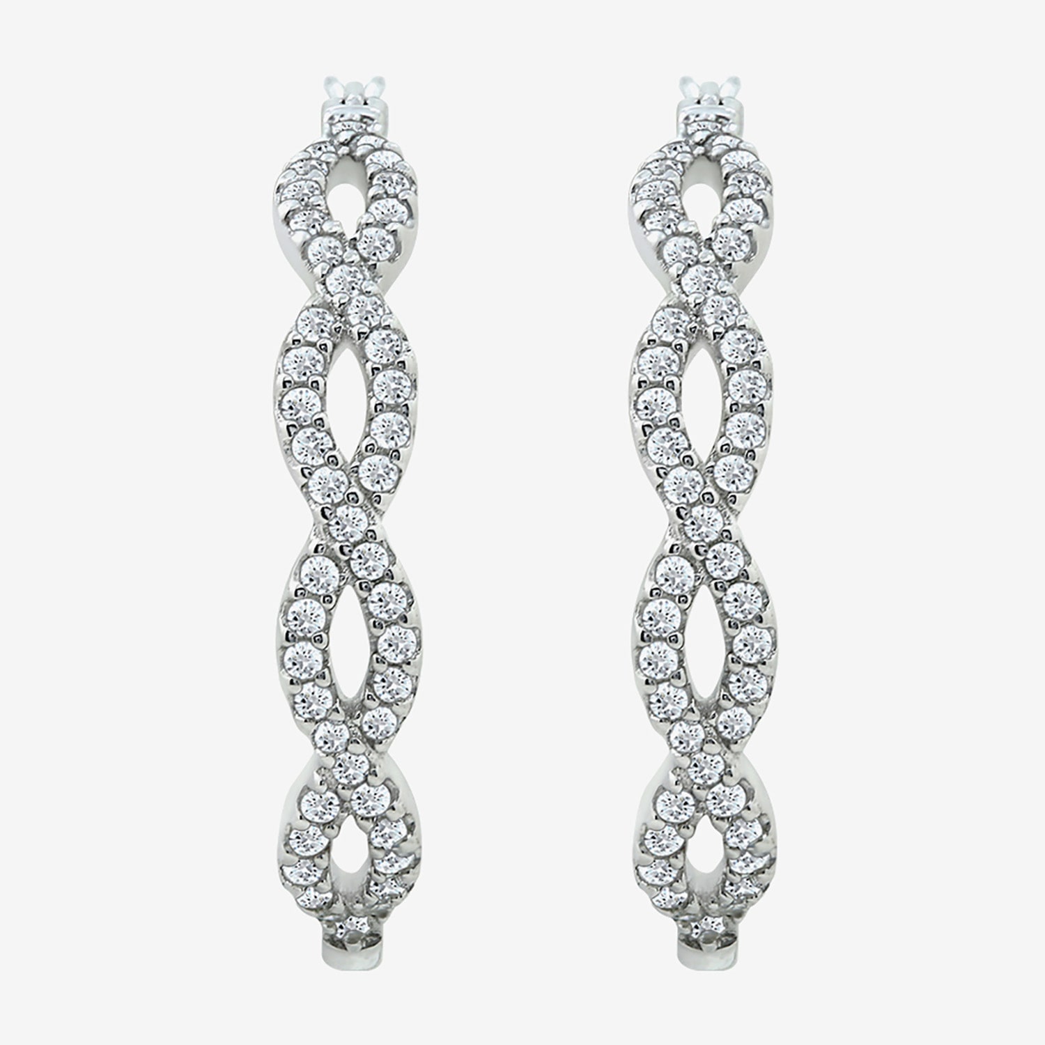 Diamonart Womens Cubic Zirconia Sterling Silver 18.5mm Oval Hoop Earrings