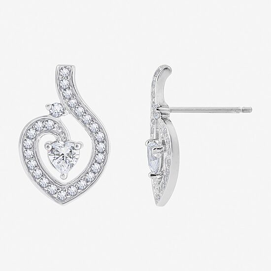 Diamonart Womens Cubic Zirconia Sterling Silver Heart 2-pc. Jewelry Set