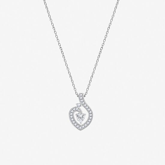 Diamonart Womens Cubic Zirconia Sterling Silver Heart 2-pc. Jewelry Set