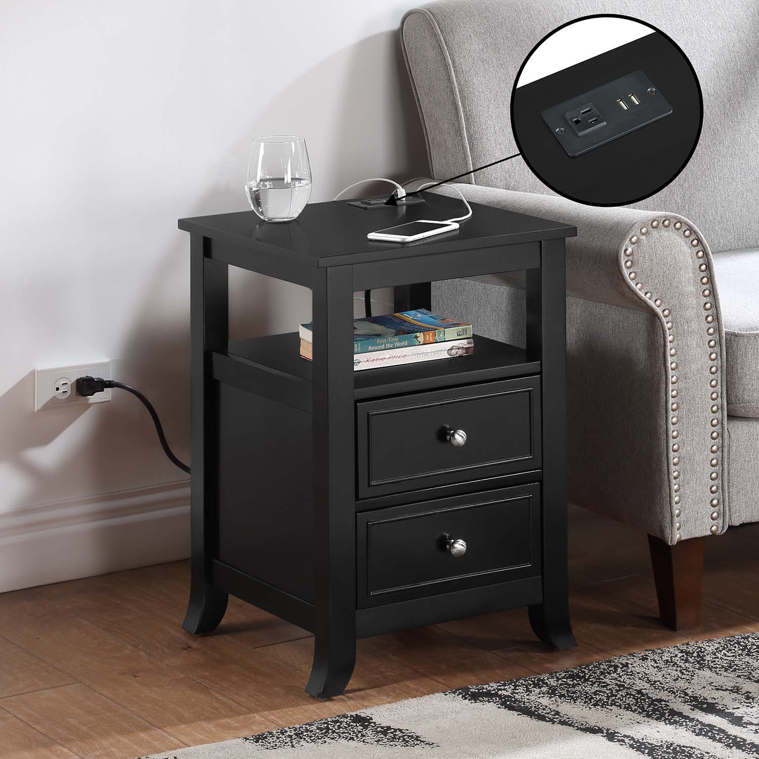 Convenience Concepts Melbourne 2-Drawer End Table