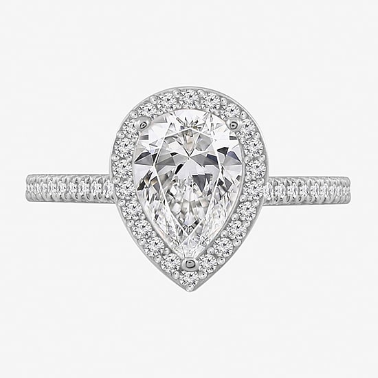 Diamonart Womens Cubic Zirconia Sterling Silver Side Stone Engagement Ring