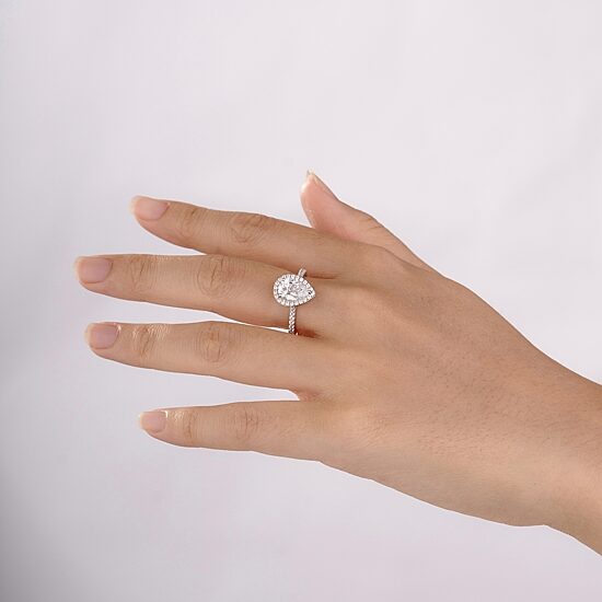 Diamonart Womens Cubic Zirconia Sterling Silver Side Stone Engagement Ring