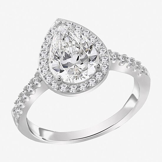 Diamonart Womens Cubic Zirconia Sterling Silver Side Stone Engagement Ring