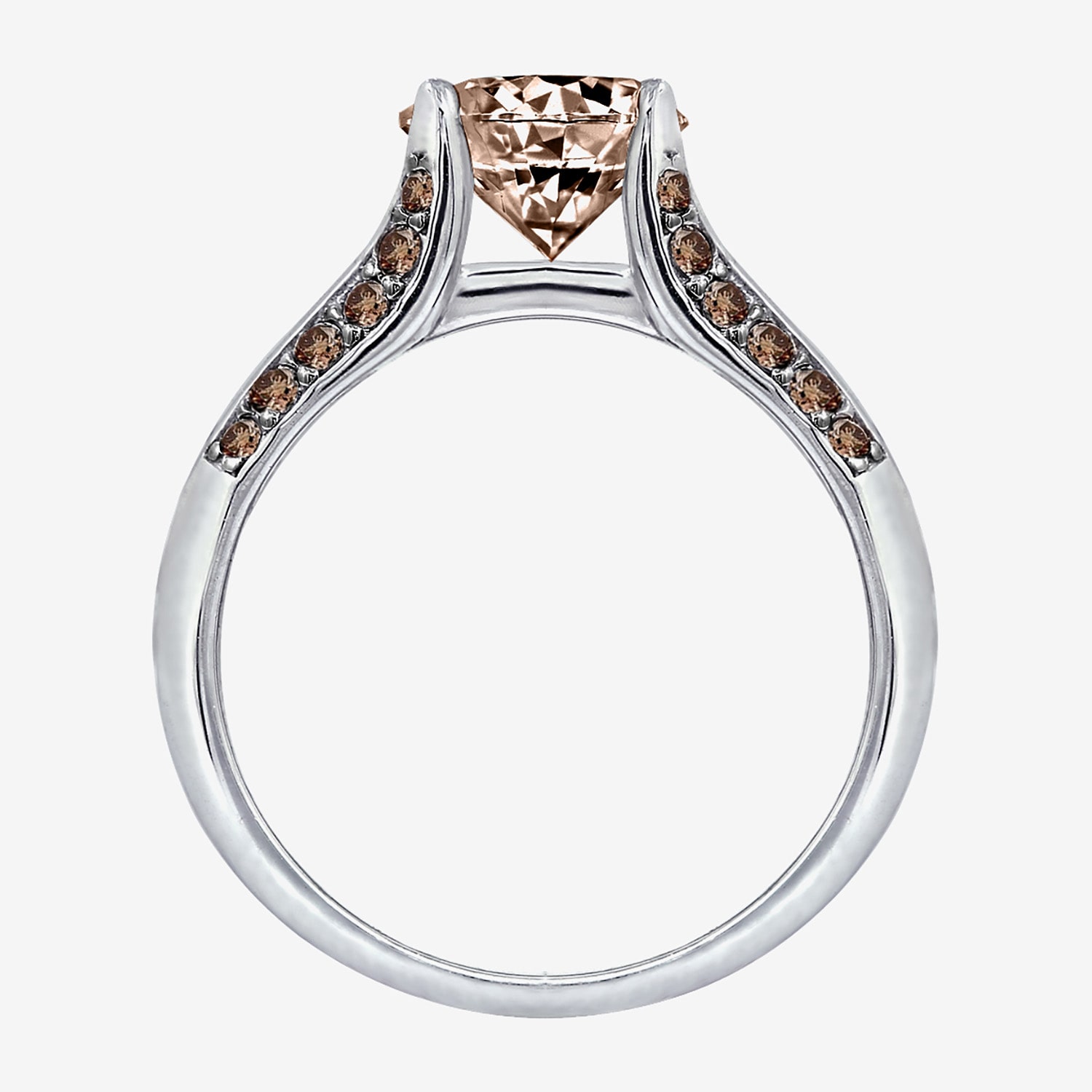 Diamonart Womens Brown Cubic Zirconia Sterling Silver Side Stone Engagement Ring