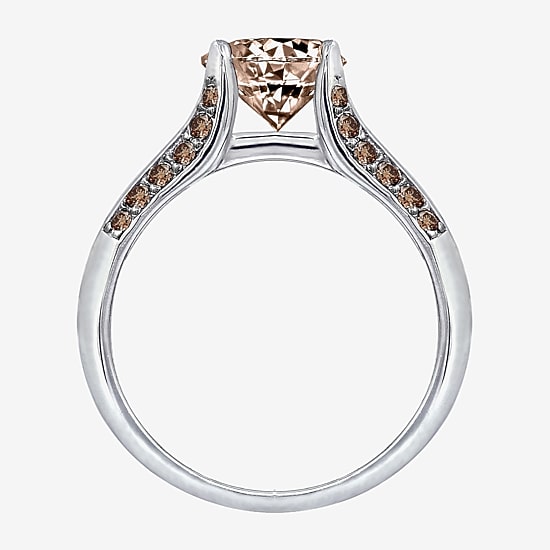 Diamonart Womens Brown Cubic Zirconia Sterling Silver Side Stone Engagement Ring