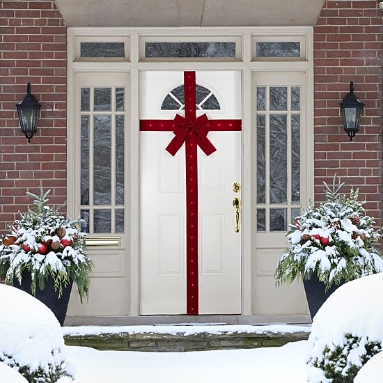 Northlight 14ft Prelit Red Velvet  Door Bow Ribbon