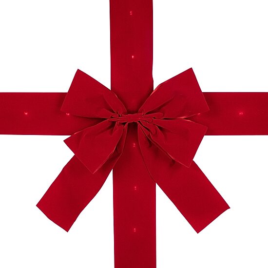 Northlight 14ft Prelit Red Velvet  Door Bow Ribbon
