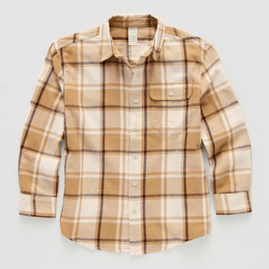 Thereabouts Little & Big Kid Boys Long Sleeve Regular Fit Flannel Shirt