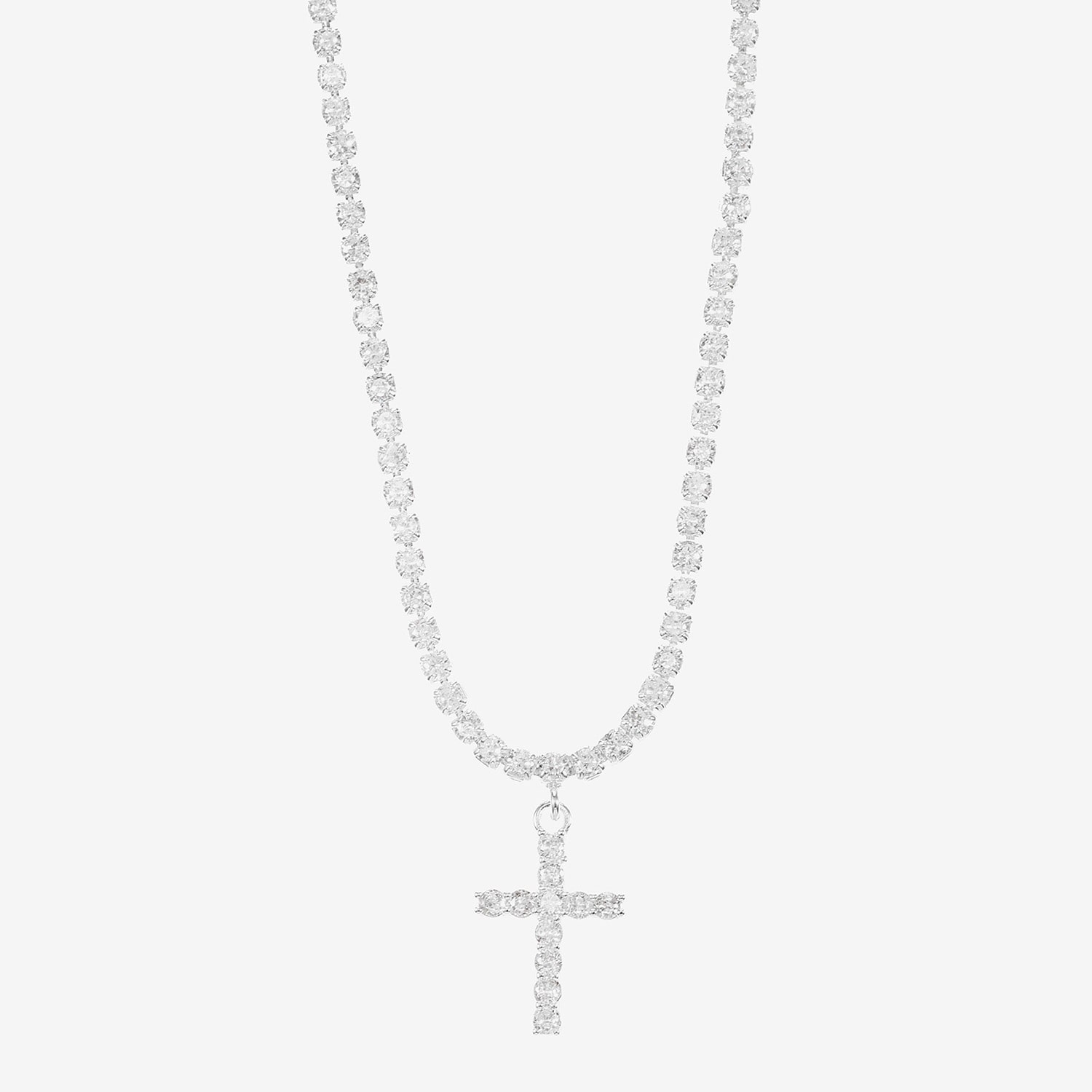 Sparkle Allure Womens Cubic Zirconia Pure Silver Over Brass 16 Inch Tennis Necklace