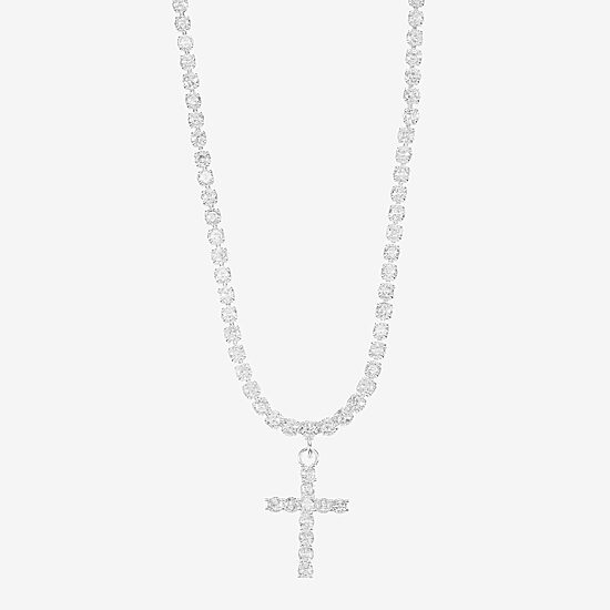 Sparkle Allure Womens Cubic Zirconia Pure Silver Over Brass 16 Inch Tennis Necklace