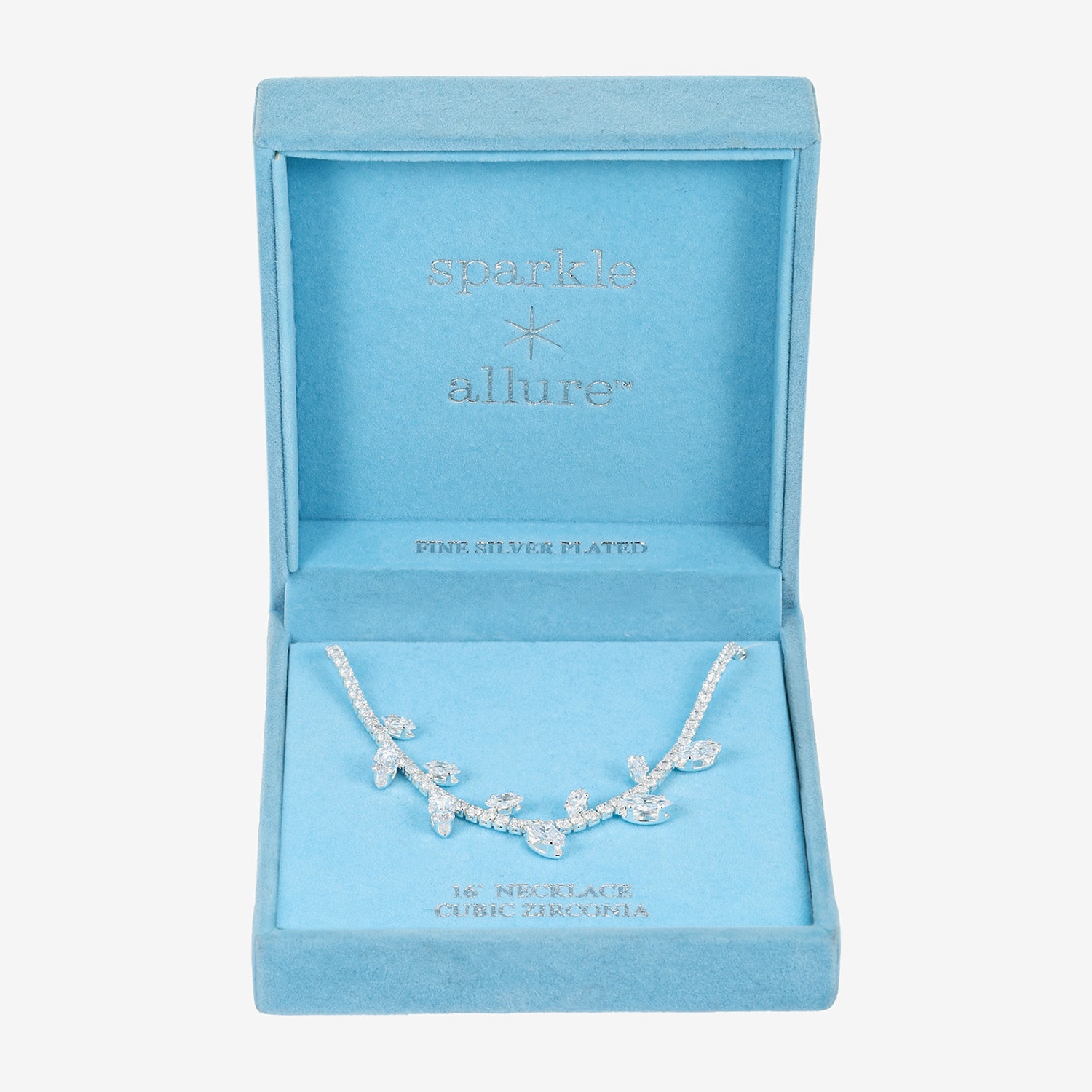 Sparkle Allure Womens Cubic Zirconia Pure Silver Over Brass Inch Tennis Necklace