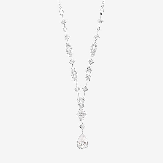 Sparkle Allure Womens Cubic Zirconia Pure Silver Over Brass 16 Inch Tennis Necklace