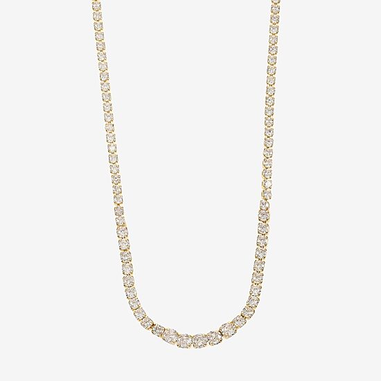 Sparkle Allure Womens Cubic Zirconia 14K Gold Over Brass 16 Inch Tennis Necklace