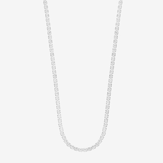 Sparkle Allure Womens Cubic Zirconia Pure Silver Over Brass 16 Inch Tennis Necklace
