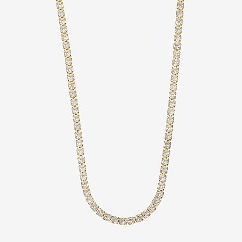 Sparkle Allure Womens Cubic Zirconia 14K Gold Over Brass 16 Inch Tennis Necklace, One Size