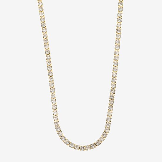 Sparkle Allure Womens Cubic Zirconia 14K Gold Over Brass 16 Inch Tennis Necklace