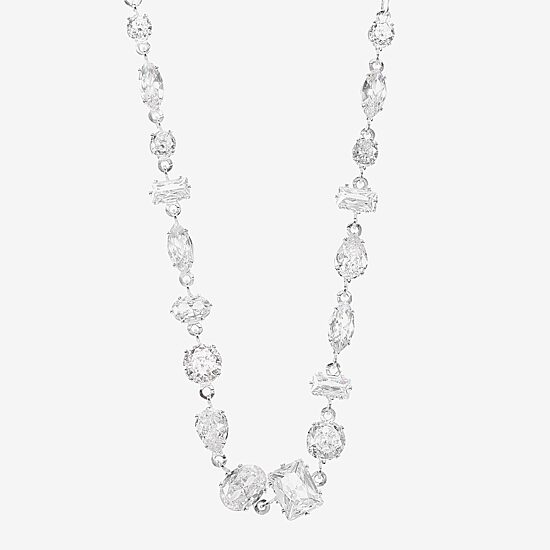 Sparkle Allure Womens Cubic Zirconia Pure Silver Over Brass 16 Inch Tennis Necklace