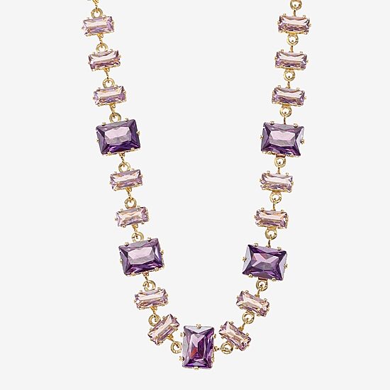 Sparkle Allure Womens Purple Cubic Zirconia 14K Gold Over Brass 16 Inch Tennis Necklace