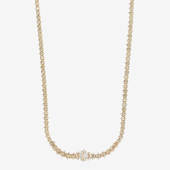 Sparkle Allure Womens Cubic Zirconia 14K Gold Over Brass 16 Inch Tennis Necklace