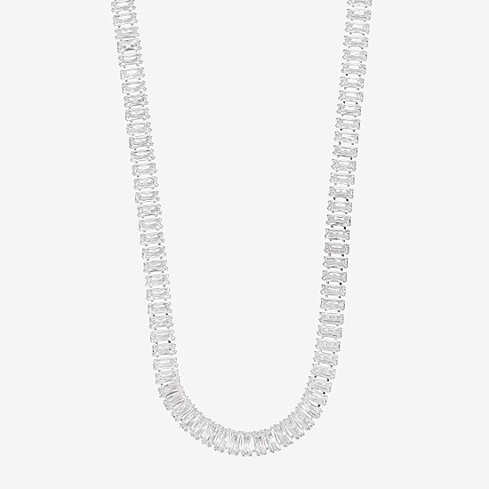 Sparkle Allure Womens Cubic Zirconia Pure Silver Over Brass 16 Inch Tennis Necklace