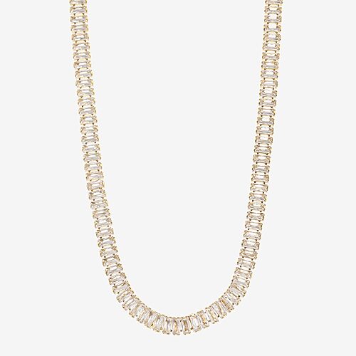 Sparkle Allure Womens Cubic Zirconia 14K Gold Over Brass 16 Inch Tennis Necklace, One Size