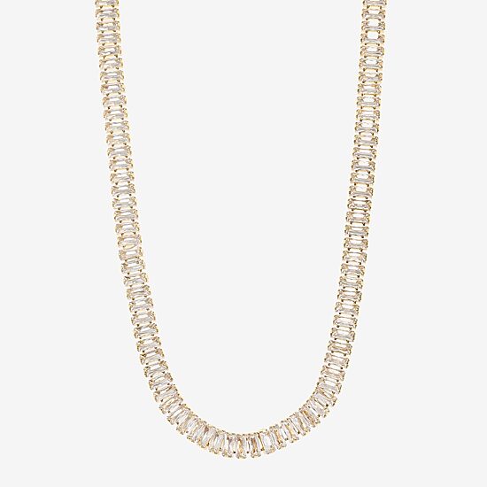 Sparkle Allure Womens Cubic Zirconia 14K Gold Over Brass 16 Inch Tennis Necklace