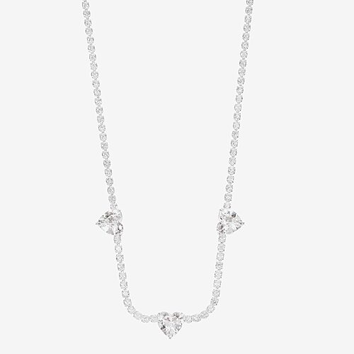 Sparkle Allure Womens Cubic Zirconia Pure Silver Over Brass 16 Inch Tennis Necklace, One Size