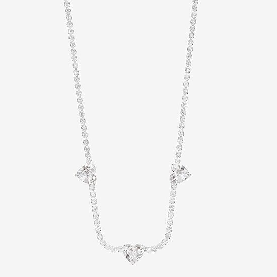 Sparkle Allure Womens Cubic Zirconia Pure Silver Over Brass 16 Inch Tennis Necklace