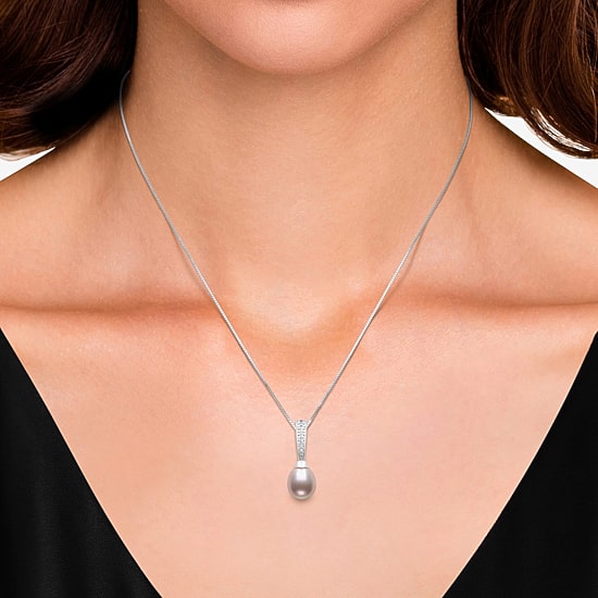 Cultured Freshwater Pearl Sterling Silver 18 Inch Pendant Necklace