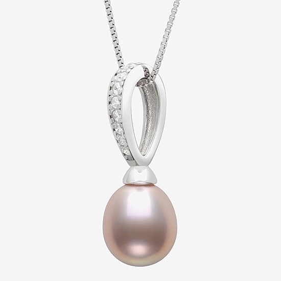 Cultured Freshwater Pearl Sterling Silver 18 Inch Pendant Necklace