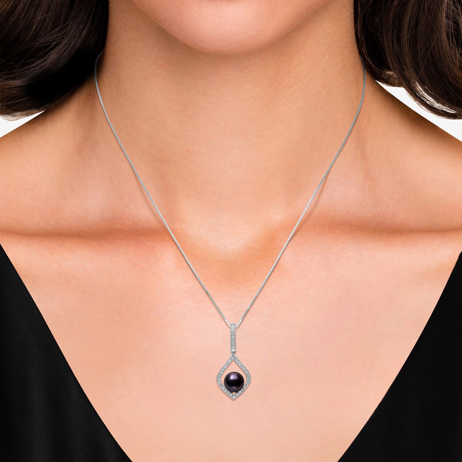 Cultured Freshwater Pearl Sterling Silver 18 Inch Pendant Necklace
