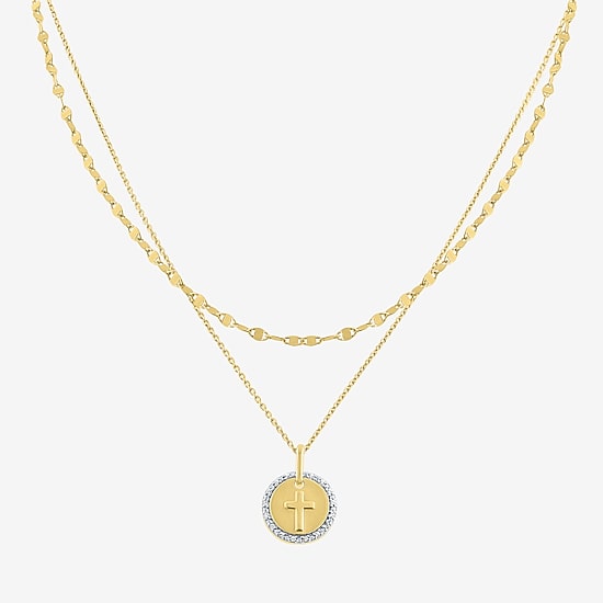 Yes, Please! Womens Lab Grown White Diamond Accent 14K Gold Over Silver 2-pc. Necklace Set