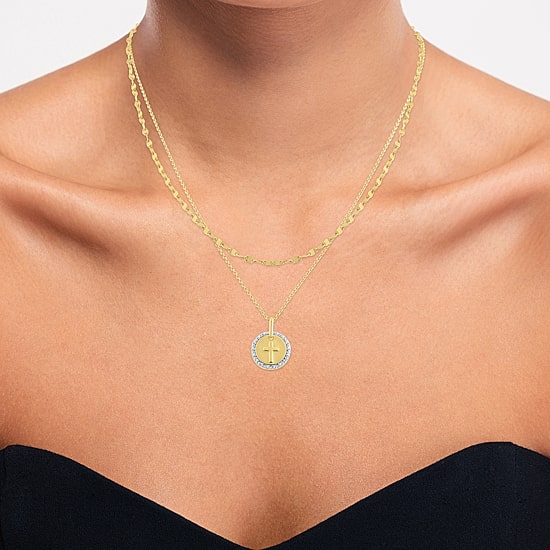 Yes, Please! Womens Lab Grown White Diamond Accent 14K Gold Over Silver 2-pc. Necklace Set