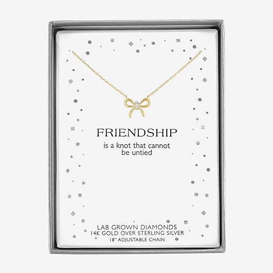 Diamond Addiction (G-H, Si2-I1), Bow Womens Diamond Accent Lab Grown White Diamond Accent 14K Gold Over Silver Bow 18 Inch Pendant Necklace