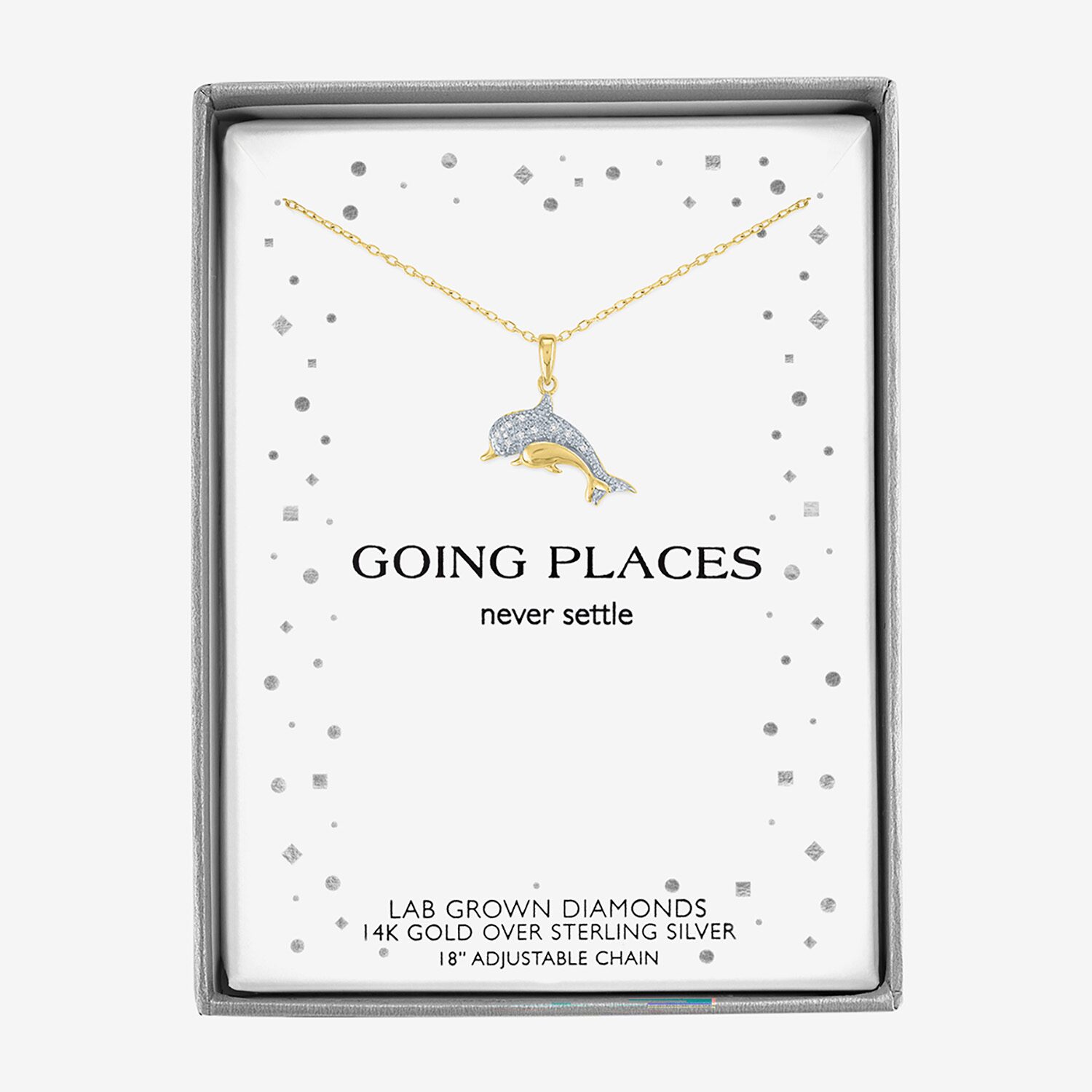 Diamond Addiction (G-H, Si2-I1), Dolphin Womens Diamond Accent Lab Grown White Diamond Accent 14K Gold Over Silver 18 Inch Pendant Necklace