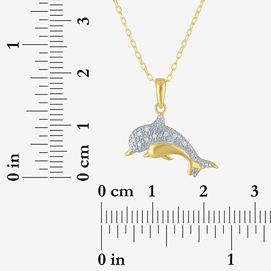 Diamond Addiction (G-H, Si2-I1), Dolphin Womens Diamond Accent Lab Grown White Diamond Accent 14K Gold Over Silver 18 Inch Pendant Necklace
