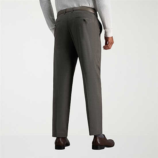 Haggar JMH Mens Stretch Fabric Classic Fit Plaid Flat Front Suit Pant