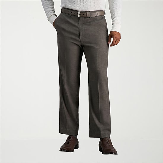 Haggar JMH Mens Stretch Fabric Classic Fit Plaid Flat Front Suit Pant