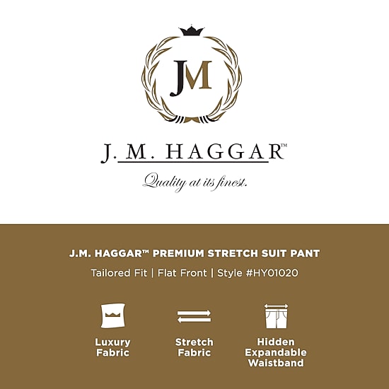 Haggar JMH Mens Stretch Fabric Classic Fit Plaid Flat Front Suit Pant