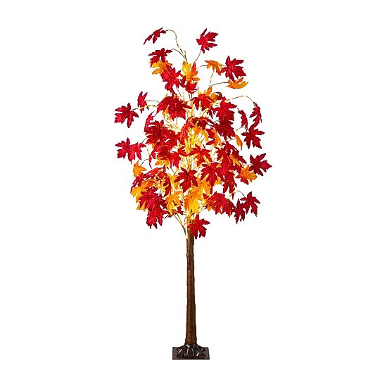 Nearly Natural 6ft Pre-Lit Autumn Weeping Maple Lighted Indoor Artificial Tree