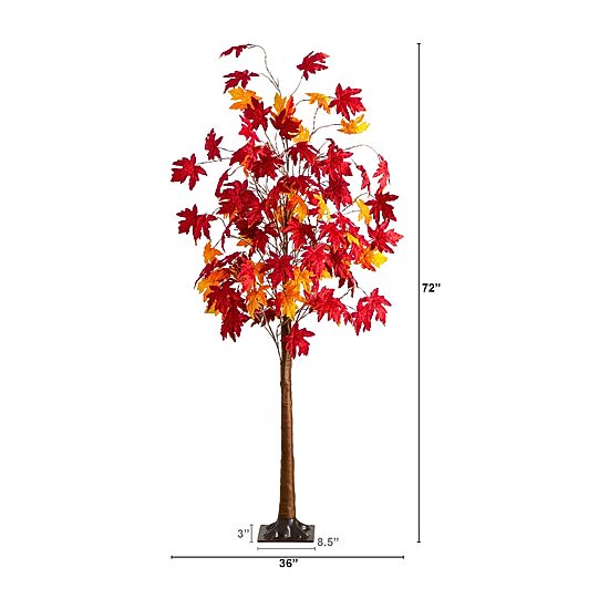 Nearly Natural 6ft Pre-Lit Autumn Weeping Maple Lighted Indoor Artificial Tree