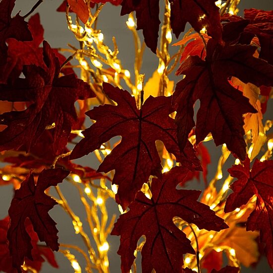 Nearly Natural 6ft Pre-Lit Autumn Weeping Maple Lighted Indoor Artificial Tree