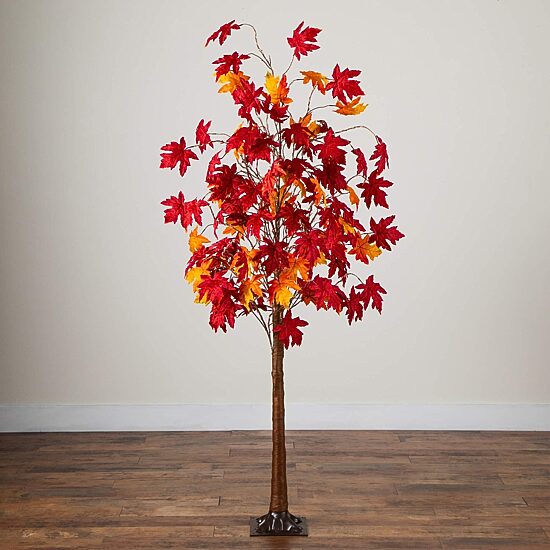 Nearly Natural 6ft Pre-Lit Autumn Weeping Maple Lighted Indoor Artificial Tree