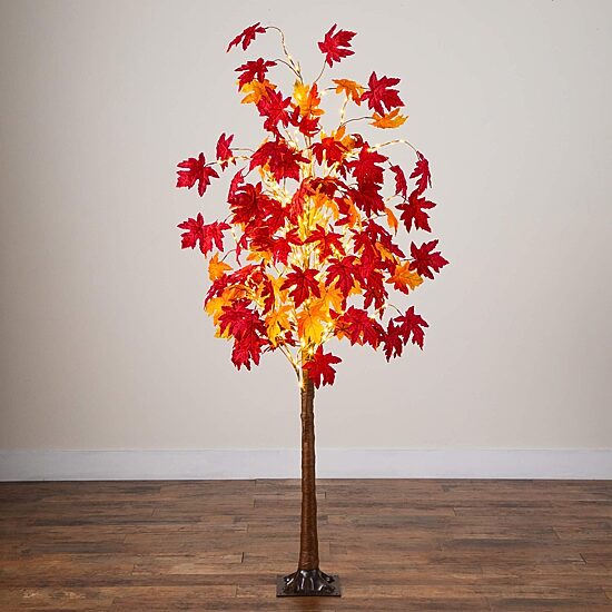 Nearly Natural 6ft Pre-Lit Autumn Weeping Maple Lighted Indoor Artificial Tree