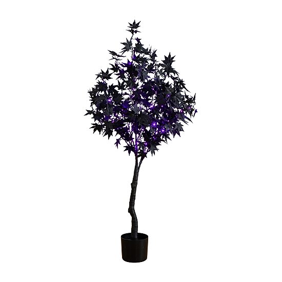 Nearly Natural 4ft Pre-Lit Black Maple Lighted Indoor Artificial Tree