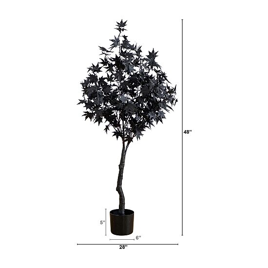 Nearly Natural 4ft Pre-Lit Black Maple Lighted Indoor Artificial Tree