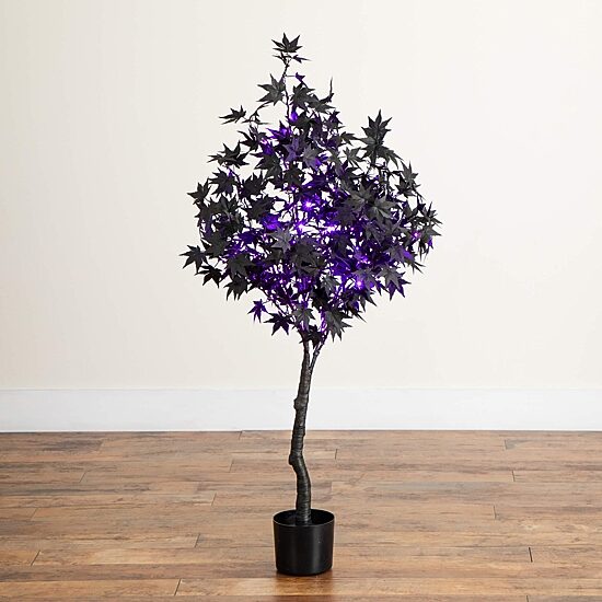 Nearly Natural 4ft Pre-Lit Black Maple Lighted Indoor Artificial Tree